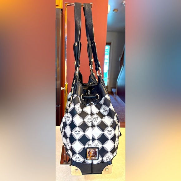 MCM Visetos Nylon Dual Handle Drawstring Shoulder Bag, EUC - Picture 5 of 12